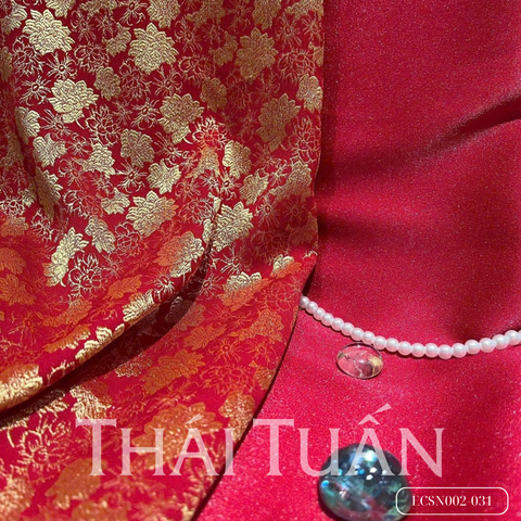 Vải Gấm Hoa Co Giãn Màu Đỏ Khổ Vải 1m15 x 2m5 ECSN002031