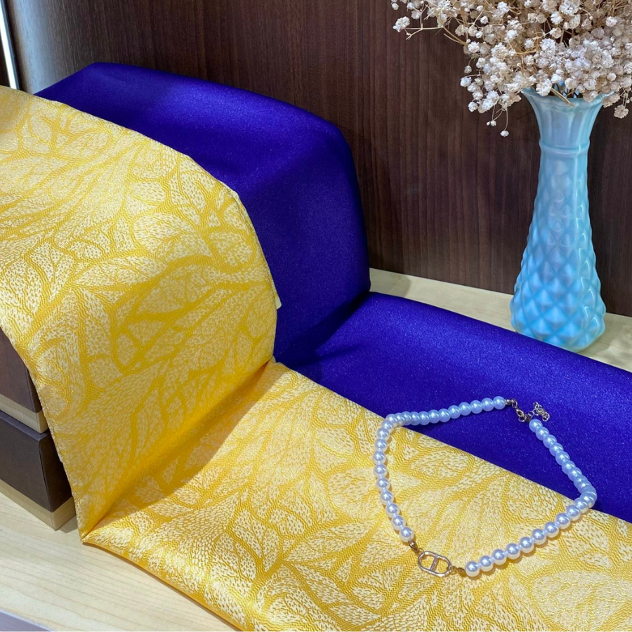 EEGN001002 Vải Gấm Hoa Màu Vàng 1m15 x 2m5