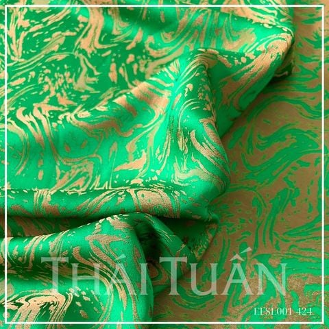 Vải Gấm Hoa Văn Co Giãn Khổ Màu Xanh Lá 1m50 EFSL001424