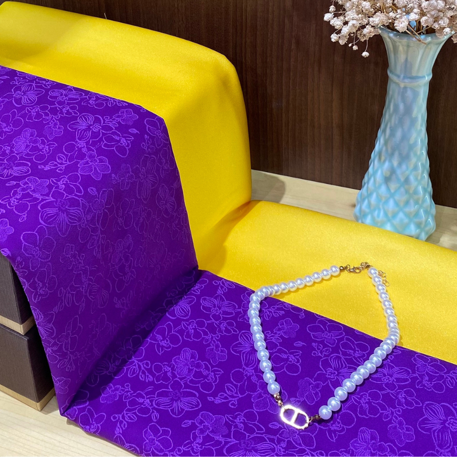 EGSN002014 Vải Gấm Hoa Màu Tím 1m15 x 2m5