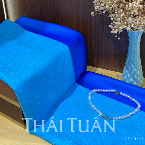 EGTN001005 Vải Gấm Hoa Màu Xanh 1m15