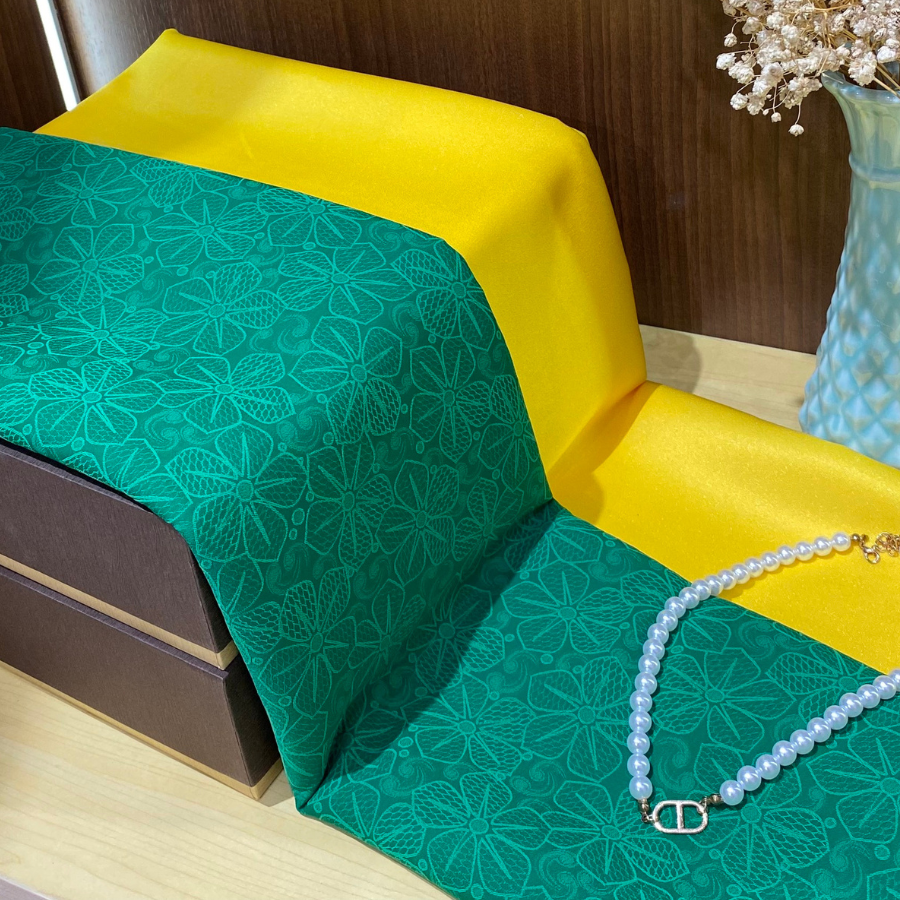 EGTN001017 Vải Gấm Hoa Màu Xanh Lá 1m15 x 2m5