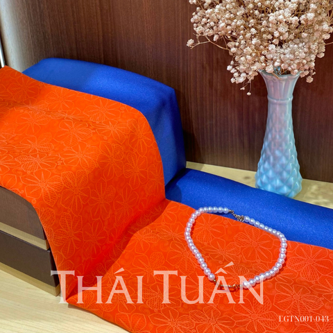 EGTN001043 Vải Gấm Hoa Màu Cam 1m15 x 2m5