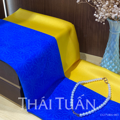 EGTN001083 Vải Gấm Hoa Màu Xanh Coban 1m15 x 2m5