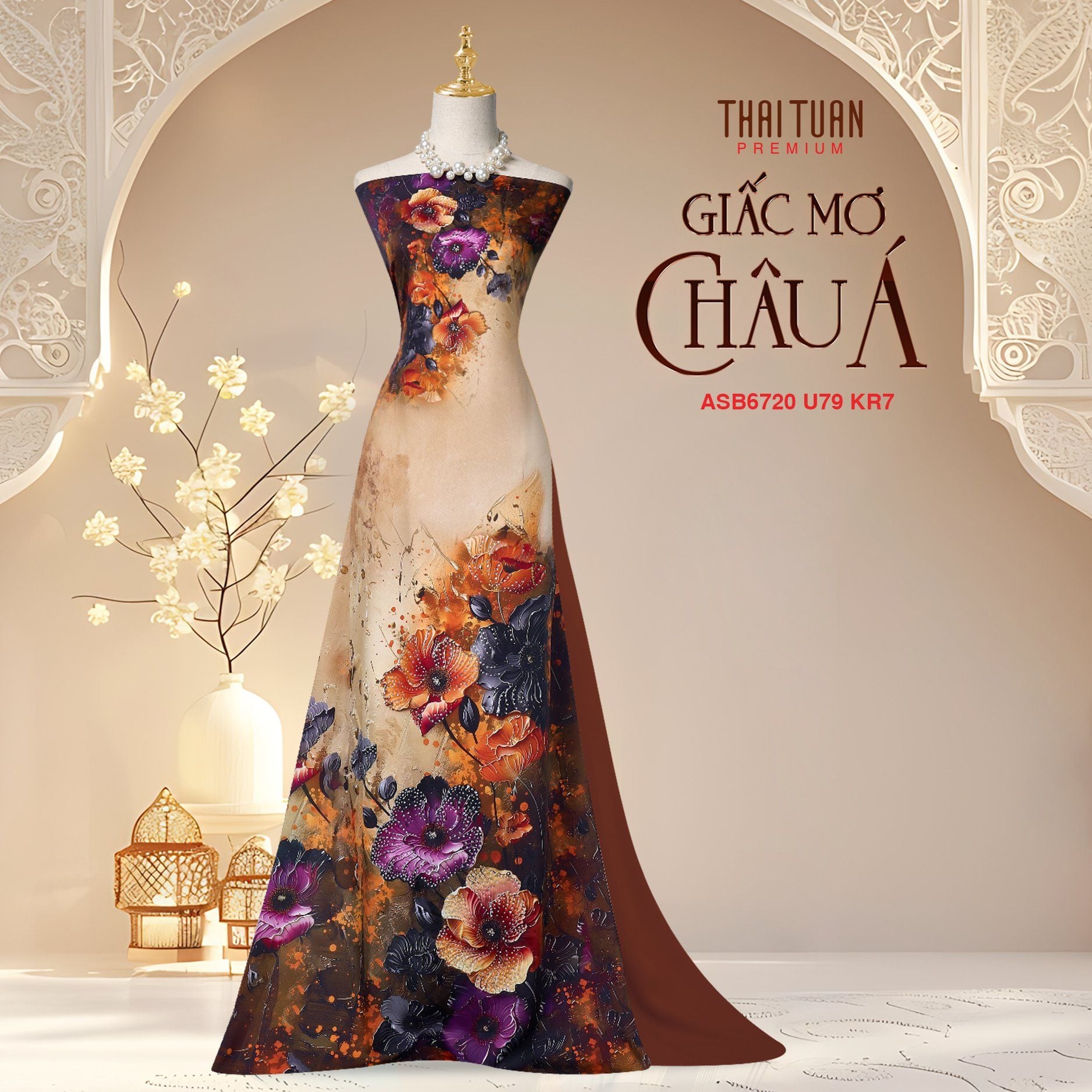 Vải Áo Dài Satin Đính Đá Hương Thơm Kháng Khuẩn Khổ 1m50 x Dài 2m3