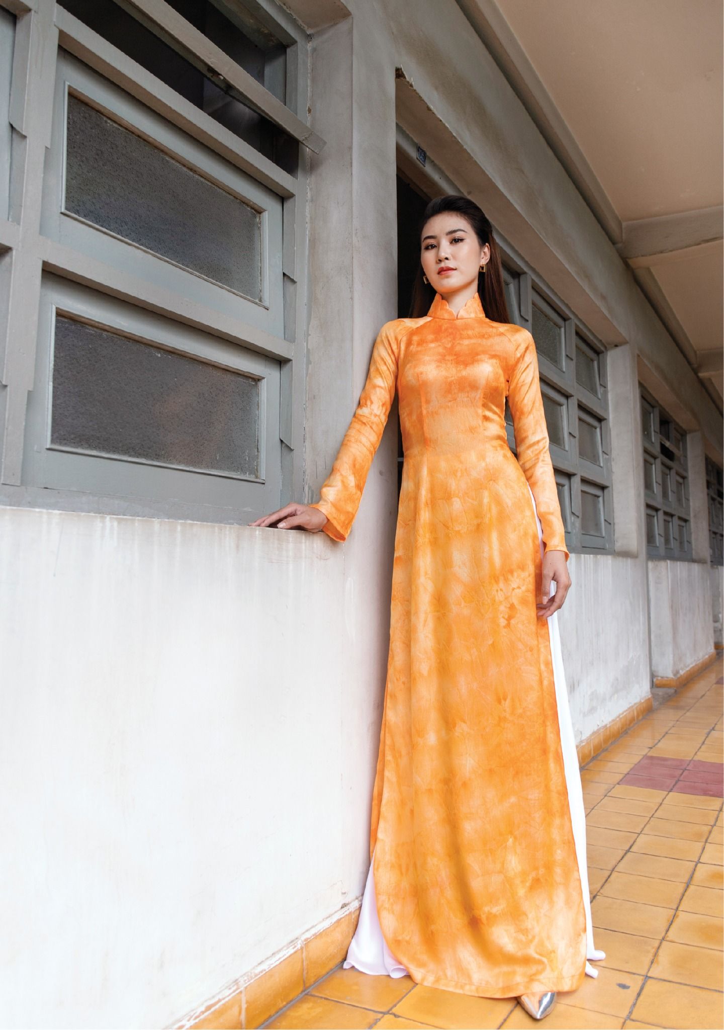 Vải Wash Ánh Diamond Màu Cam Sáng Khổ 1m50 Dài 1m ASBL589W22