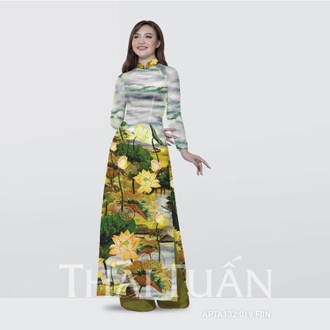 ASBA720019DFCR Vải Áo Dài Satin Premium Họa Tiết Hoa Sen Kháng Khuẩn Khổ 1m50 x Dài 2m3