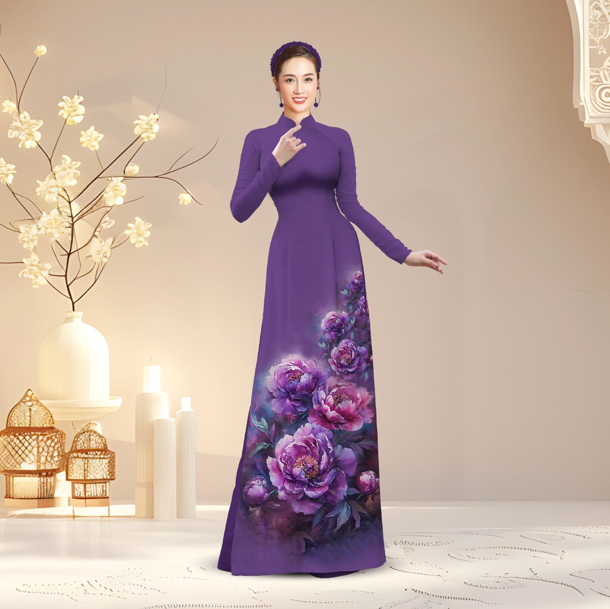 Vải Áo Dài Satin Hương Thơm Kháng Khuẩn Khổ 1m50 x Dài 2m3 (Satin và Đính Đá)