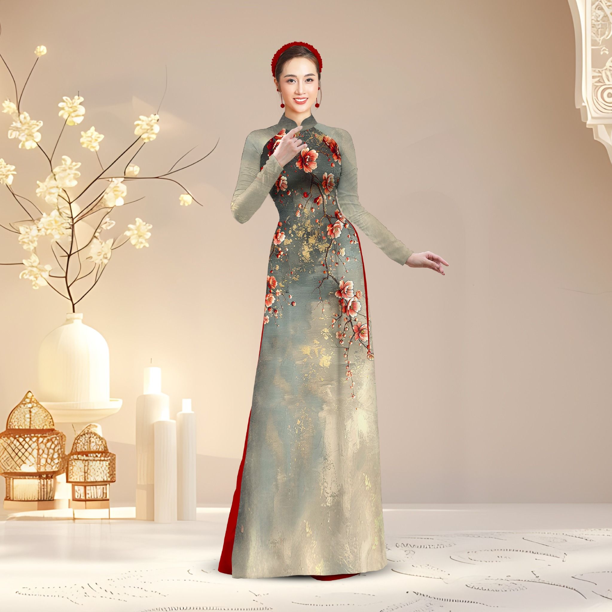 Vải Áo Dài Satin Đính Đá Hương Thơm Kháng Khuẩn Khổ 1m50 x Dài 2m3
