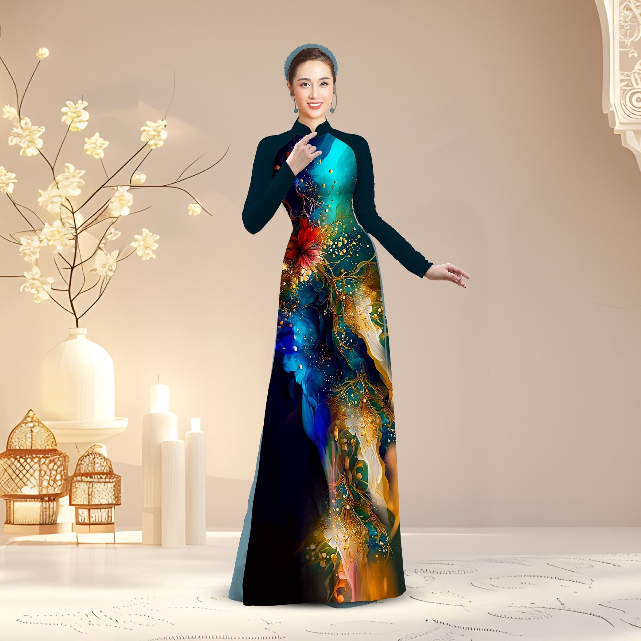 Vải Áo Dài Kim Tuyến Cao Cấp Khổ 1m50 x Dài 2m3