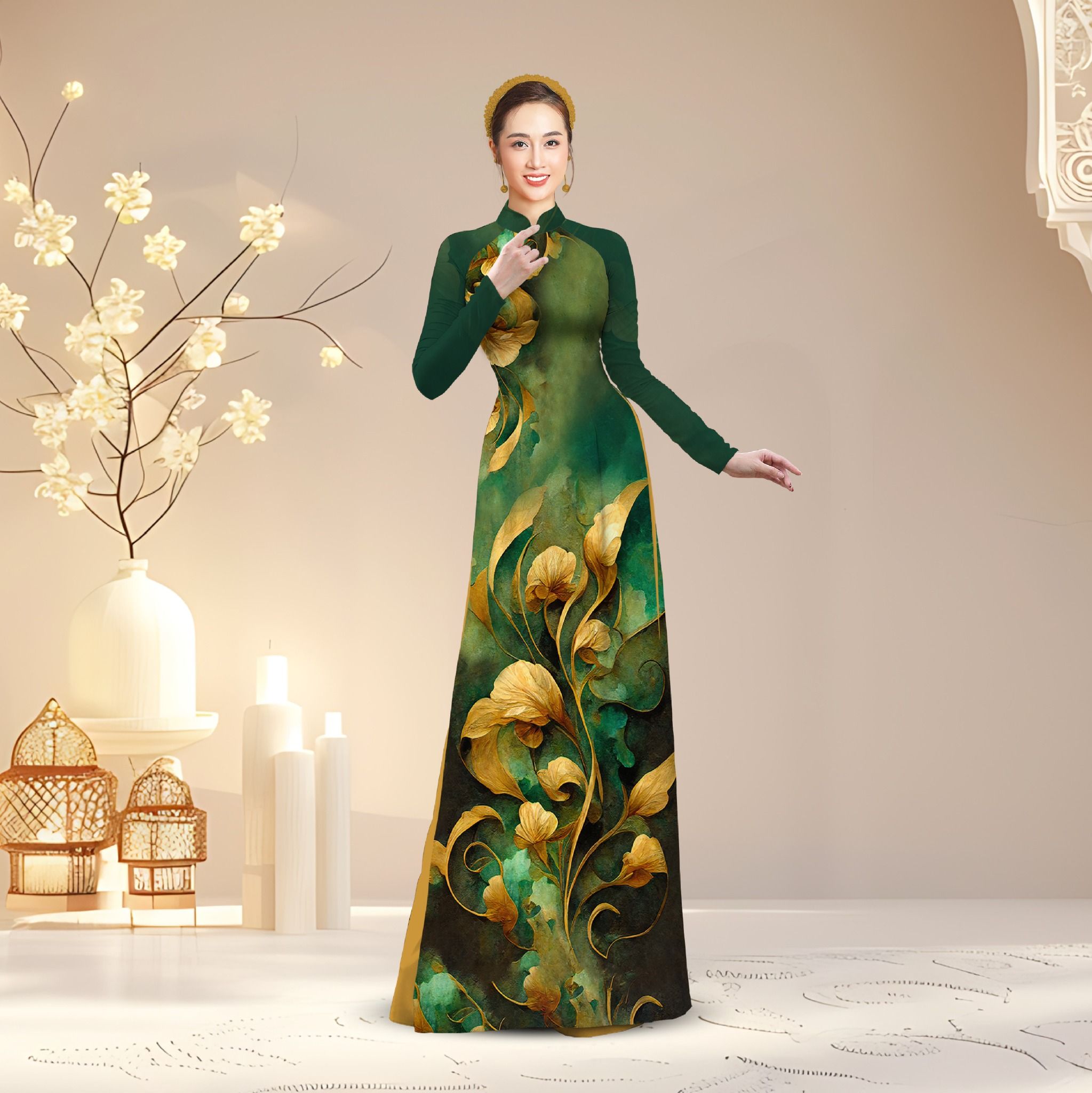 Vải Áo Dài Kim Tuyến Cao Cấp Khổ 1m50 x Dài 2m3