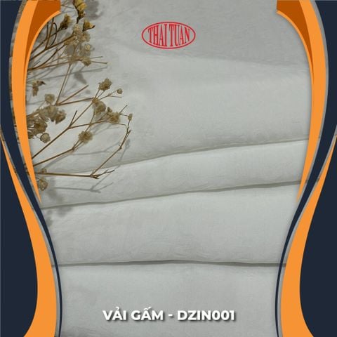 DZIN001020 Vải Gấm Họa Tiết Alphabet Màu Trắng Khổ 1m15 Dài 1m1