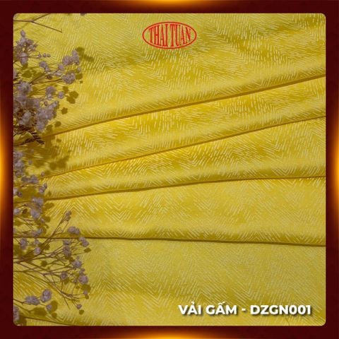 DZGN001002 Gấm Họa Tiết Màu Vàng Khổ 1m15 Dài 1m1