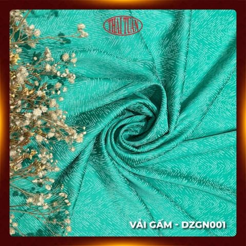 DZGN001004 Gấm Họa Tiết Màu Xanh Ngọc Khổ 1m15