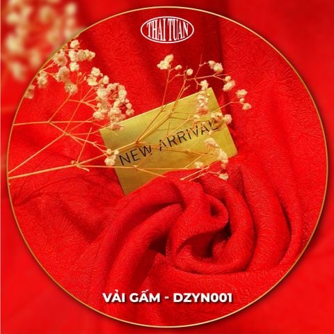 Vải Gấm Hoa Lá Màu Đỏ Khổ 1m15 x 2m5 DZYN001041