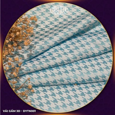 DYTN001005 Gấm Họa Tiết 3D Màu Xanh Nhạt Khổ 1m15