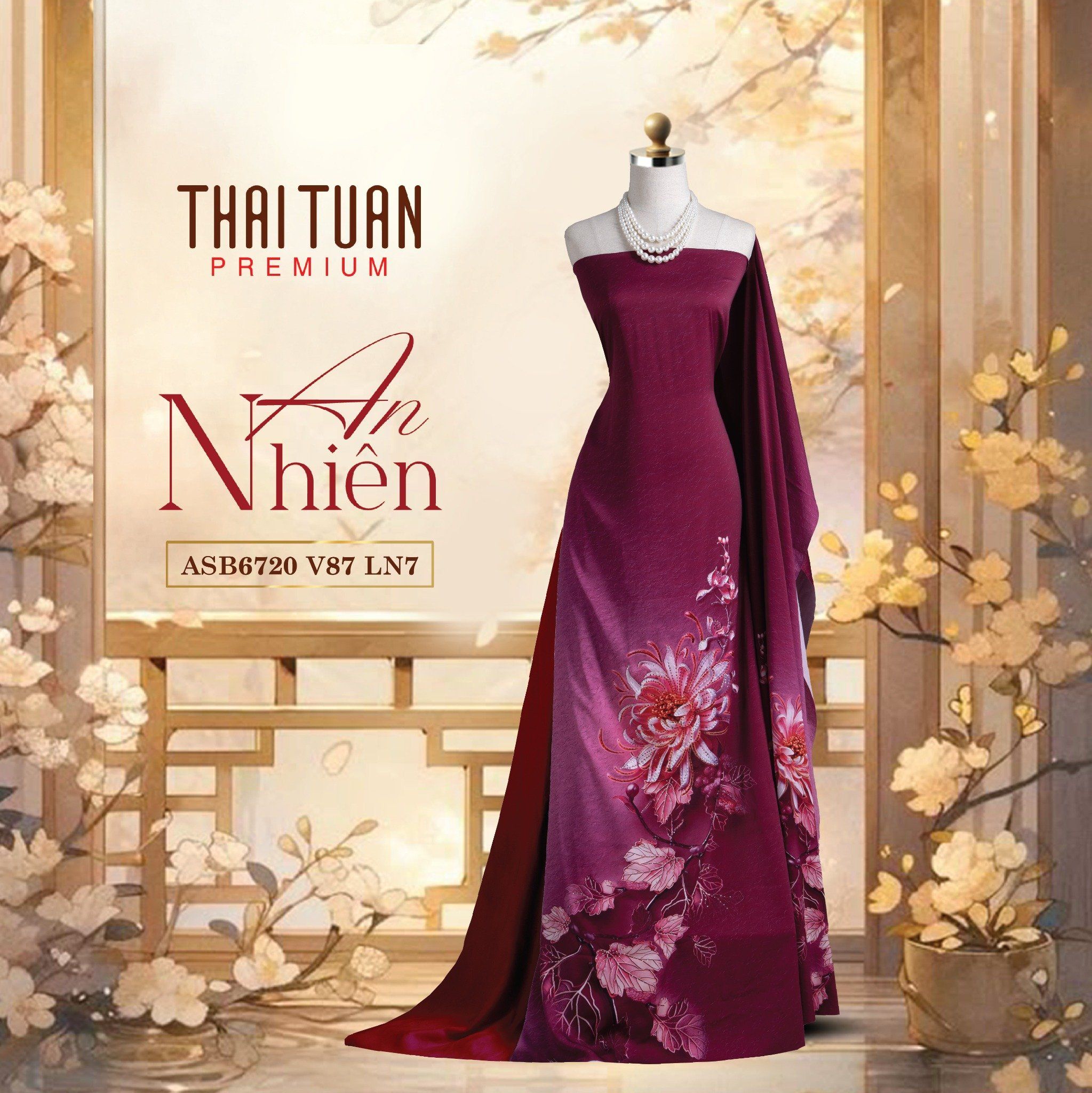 ASB6720V87LN7 Vải Áo Dài Satin Hương Thơm Kháng Khuẩn Khổ 1m50 x Dài 2m3
