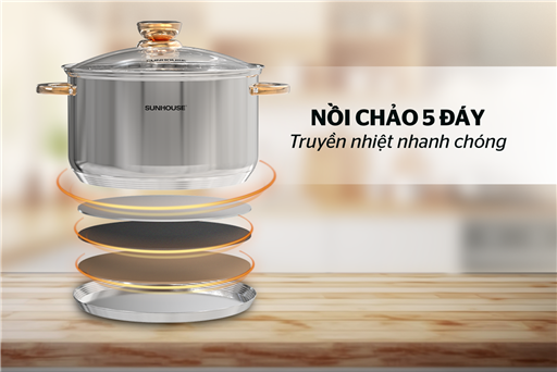 Bộ nồi chảo INOX 5 đáy SUNHOUSE SHG789