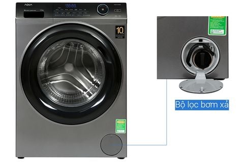 Máy giặt AQUA AQD-A1000G.S cửa ngang 10kg xám