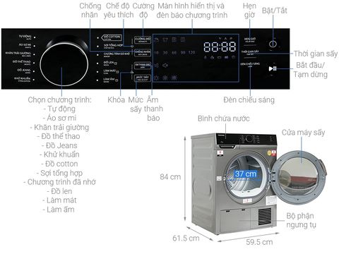 Máy sấy ngưng tụ TOSHIBA 8 kg TD-K90MEV(SK)