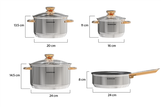 Bộ nồi chảo INOX 5 đáy SUNHOUSE SHG789