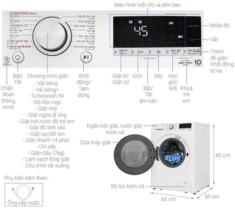 Máy giặt sấy cửa ngang LG FV1411D4W 11kg/7kg