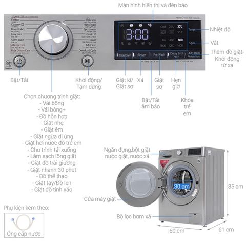 Máy giặt cửa ngang LG 8.5kg FV1408S4V