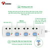 Ô cắm điện 4 lỗ, 4 công tắc GONEO GNVN-V3040-30 3met