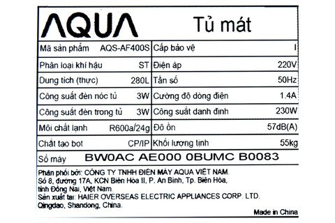 Tủ mát AQUA AQS-AF400S 280lit