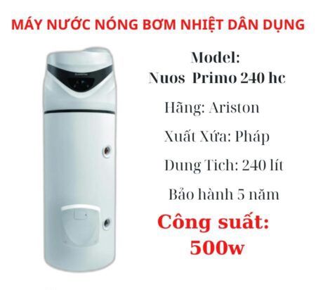Máy nước nóng bơm nhiệt NUOS PRIMO 240 HC A+ 244 lít