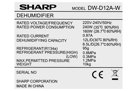 Máy hút ẩm Sharp DW-D12A-W 12 lít