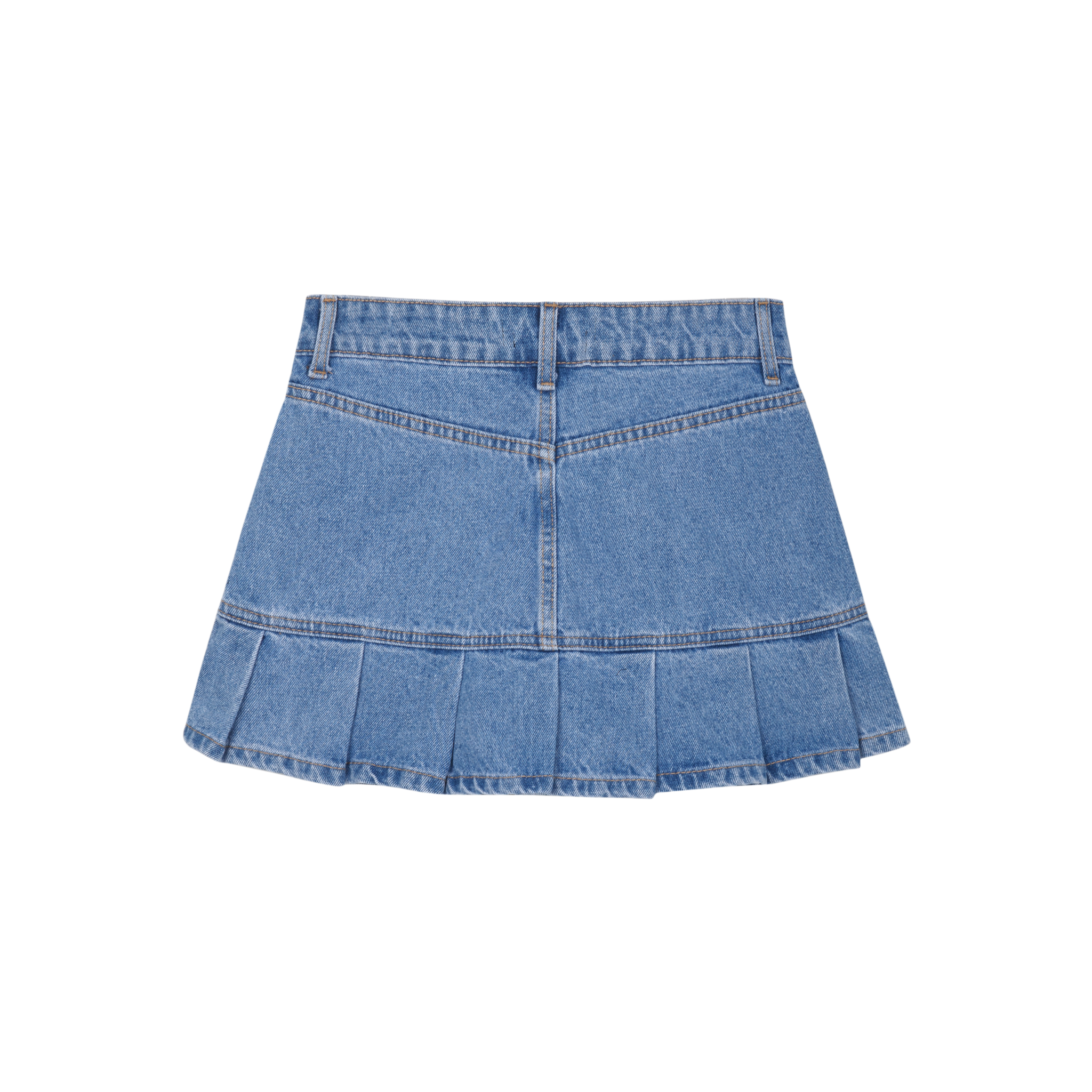 Pleated Denim Mini Skirt