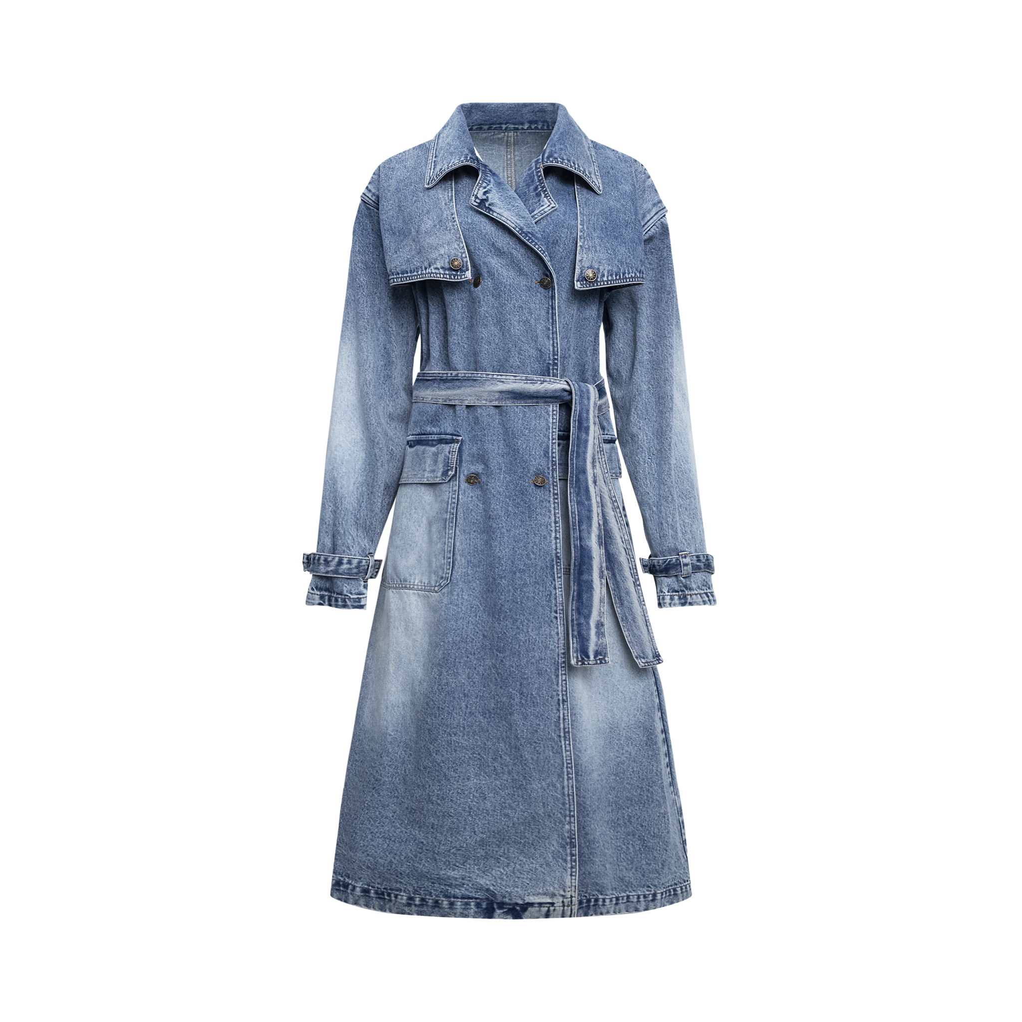 BLUM - Double Breasted Denim Trench Coat