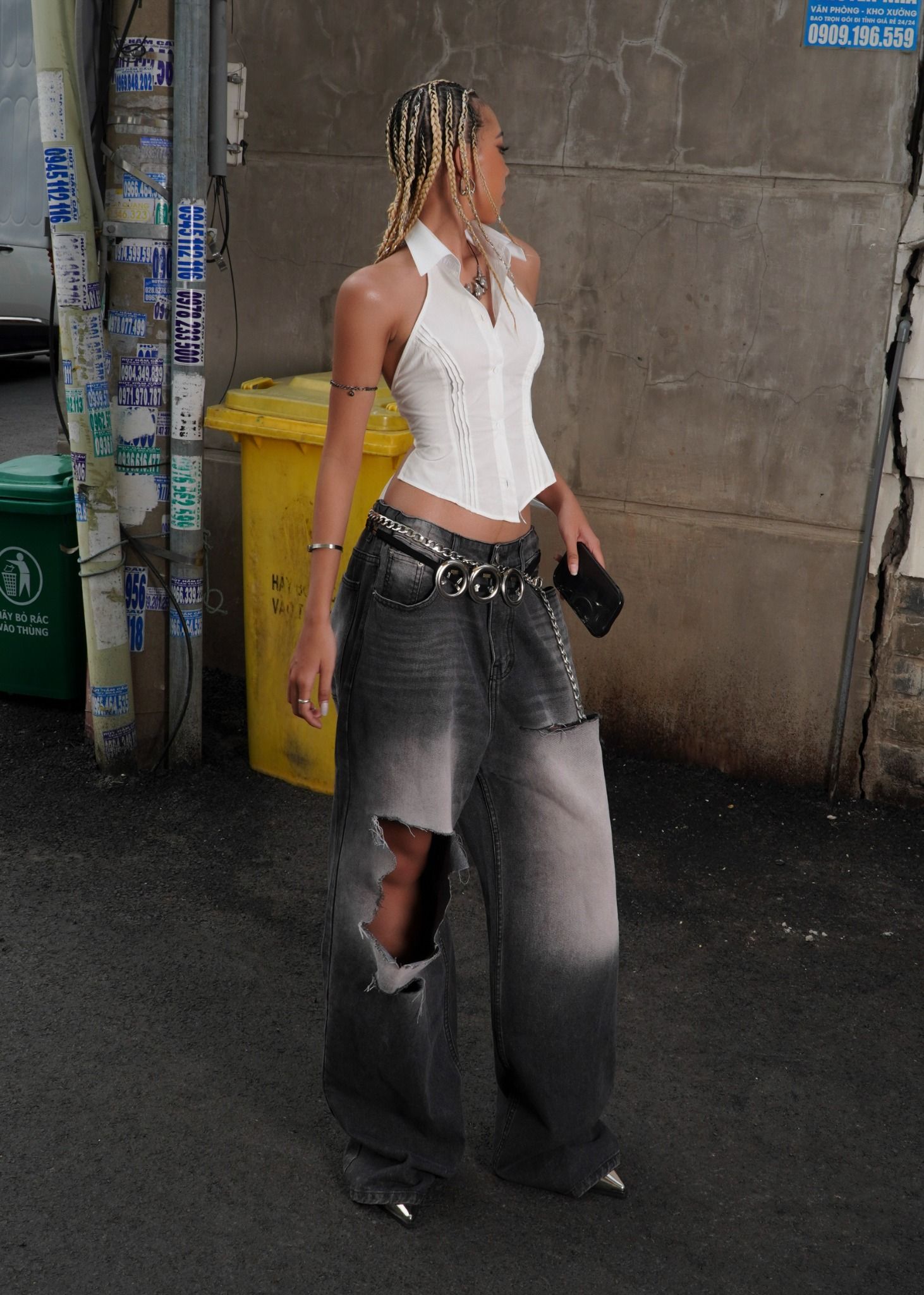 Super Destroyed Wide Leg Jean