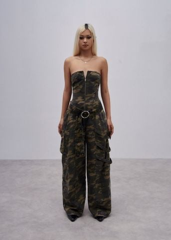  CAMO - Wide Leg Tube Jumpsuit 