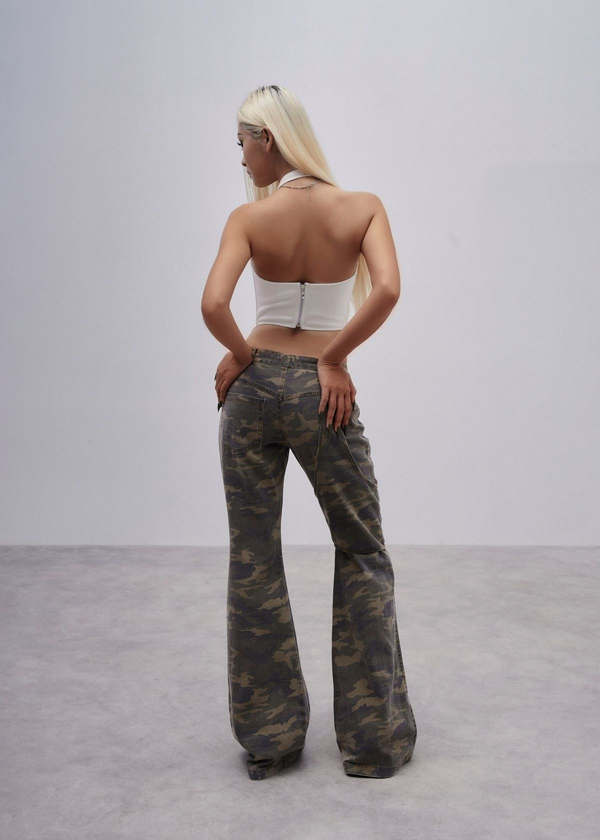 CAMO - White Jean Corset Top