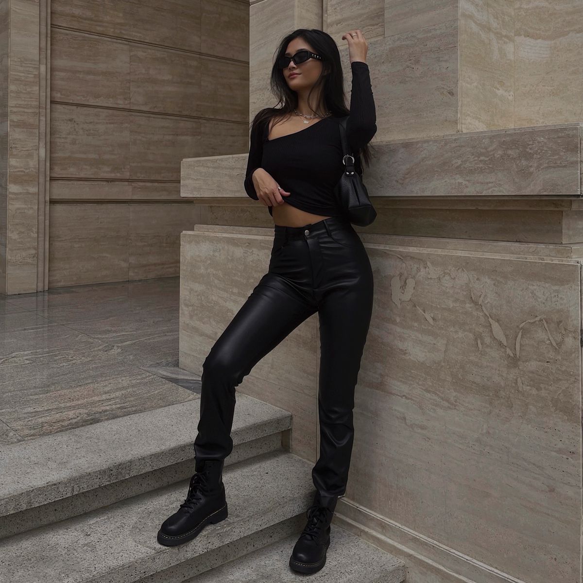 Leather Straight Leg Pant