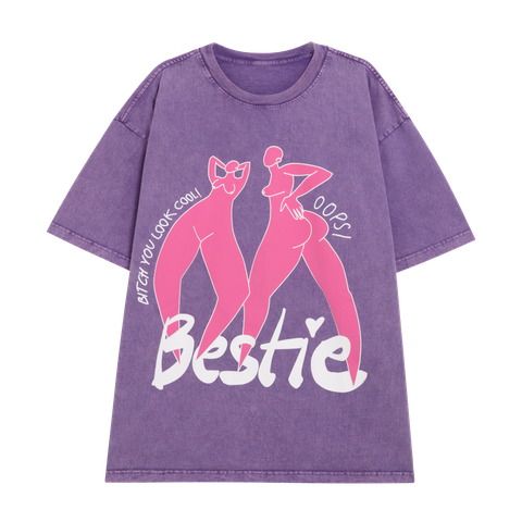  Bestie Oversized Purple Washed Tee 