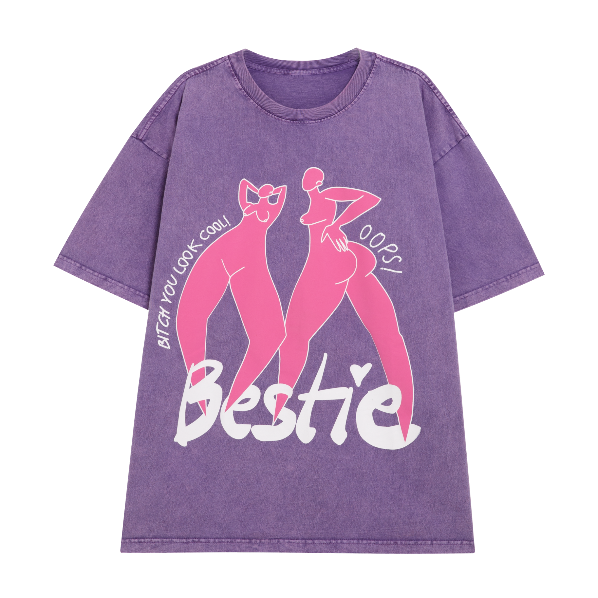 Bestie Oversized Purple Washed Tee