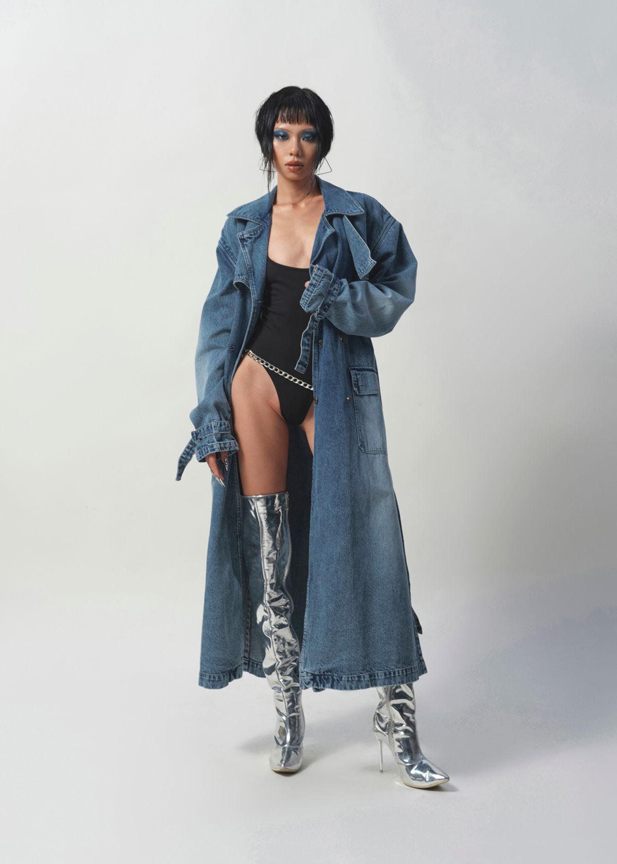 BLUM - Double Breasted Denim Trench Coat