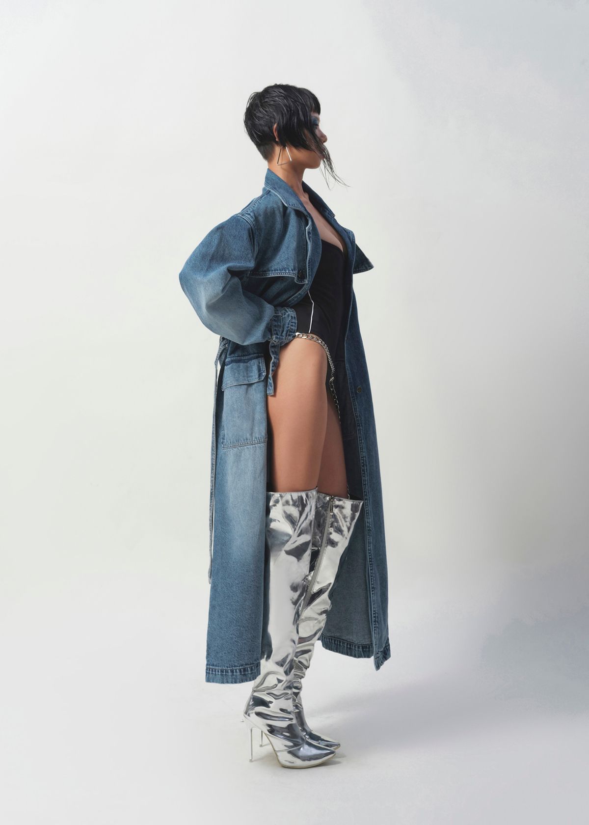 BLUM - Double Breasted Denim Trench Coat