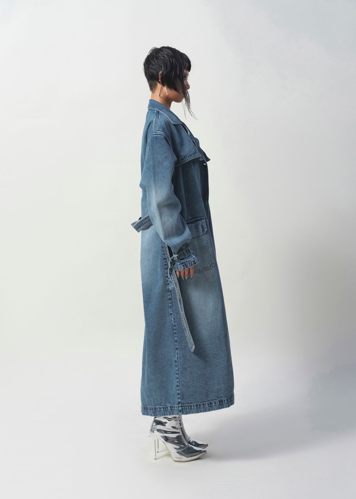 BLUM - Double Breasted Denim Trench Coat