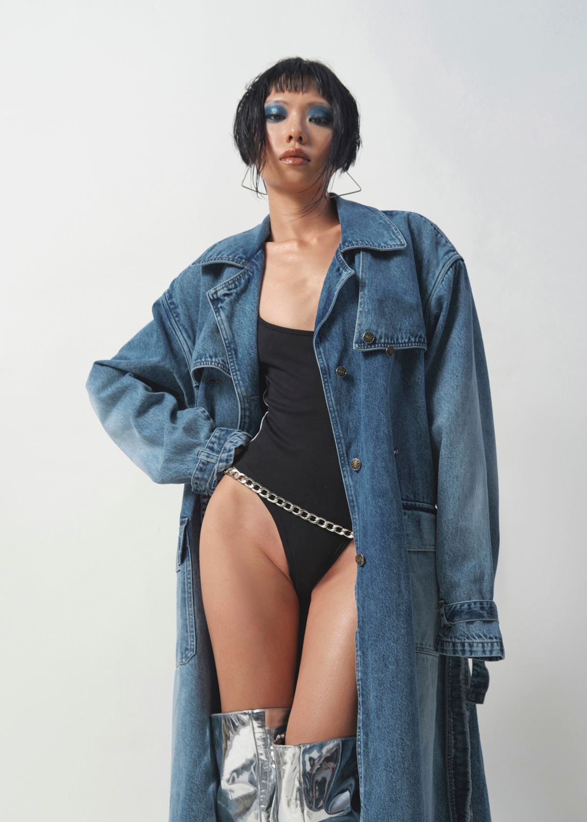 BLUM - Double Breasted Denim Trench Coat