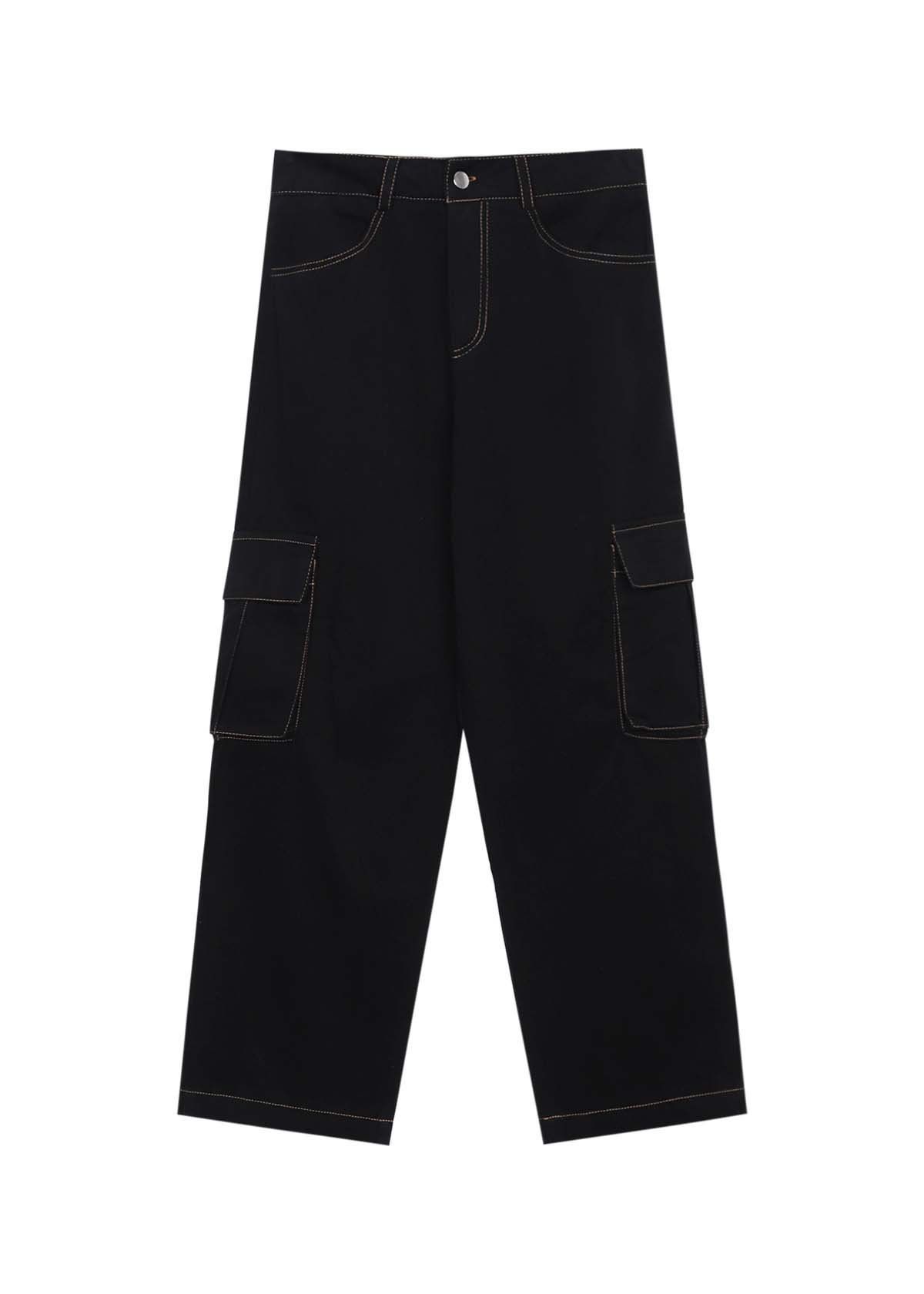 Khaki Line Border Cargo Pocket Pant