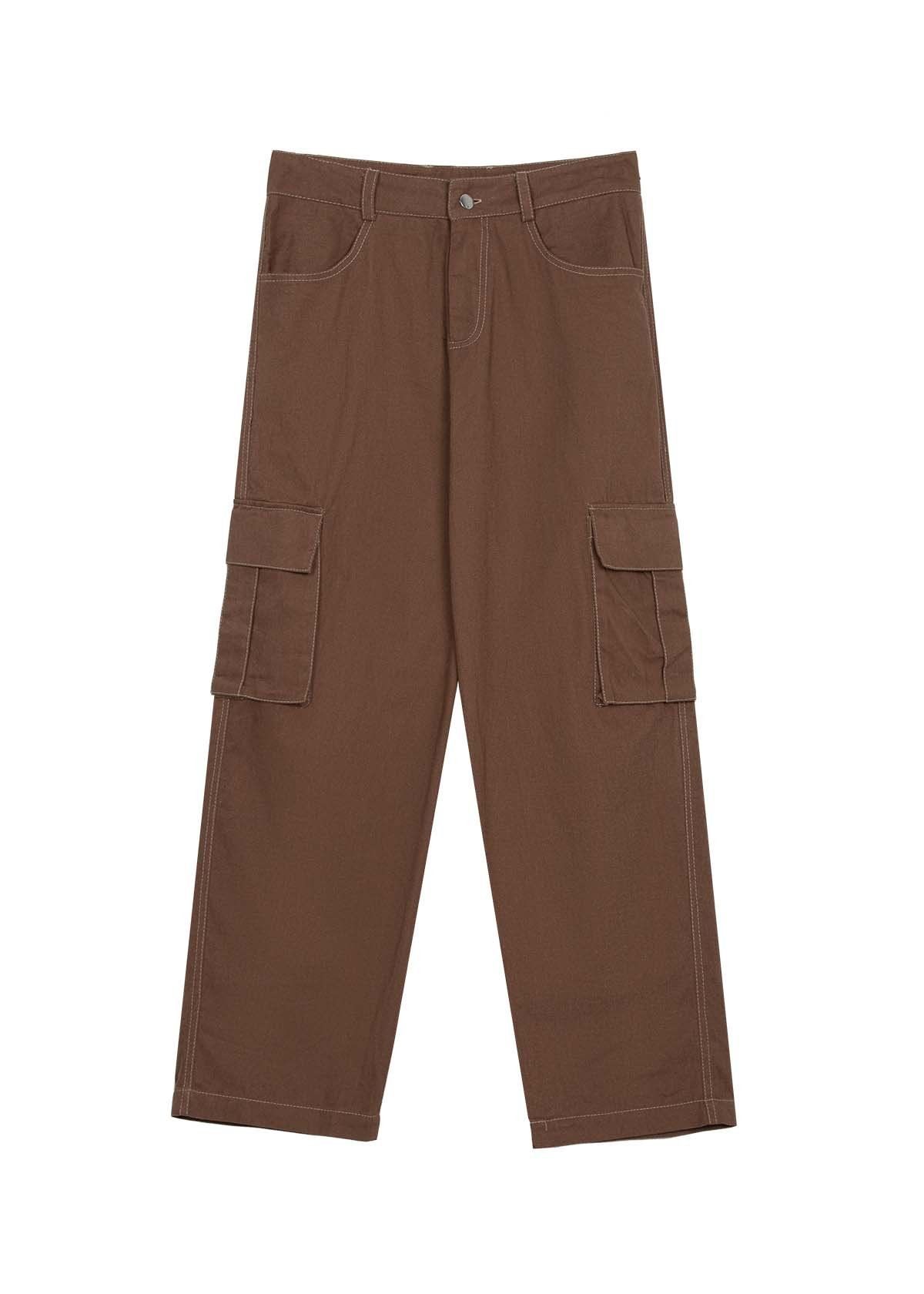 Khaki Line Border Cargo Pocket Pant