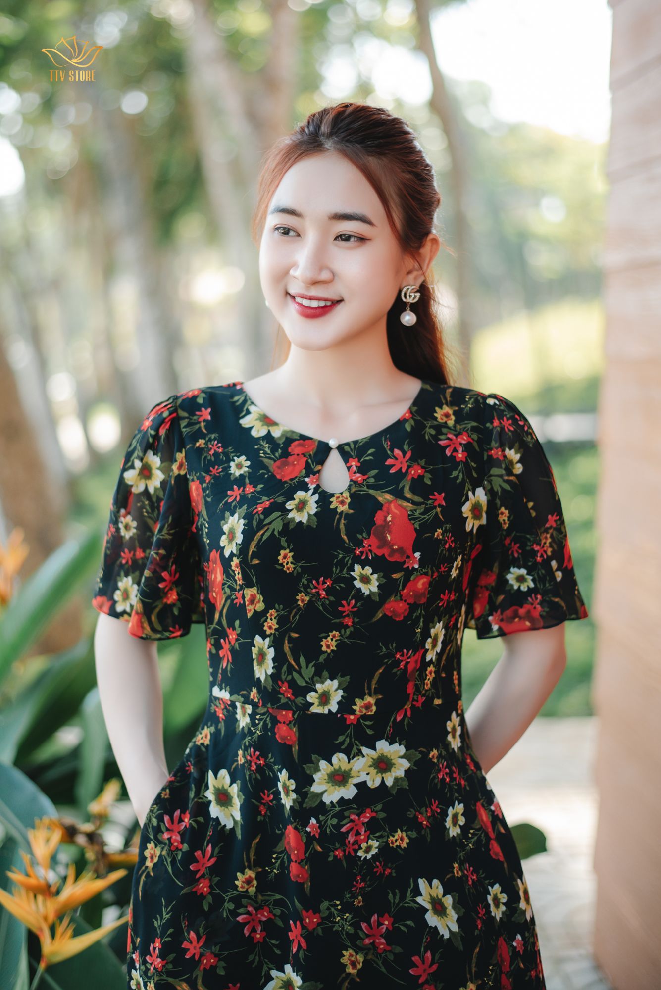 Đầm xòe cổ tròn tay loe thời trang Eden  D472  EDS  Thời Trang Eden