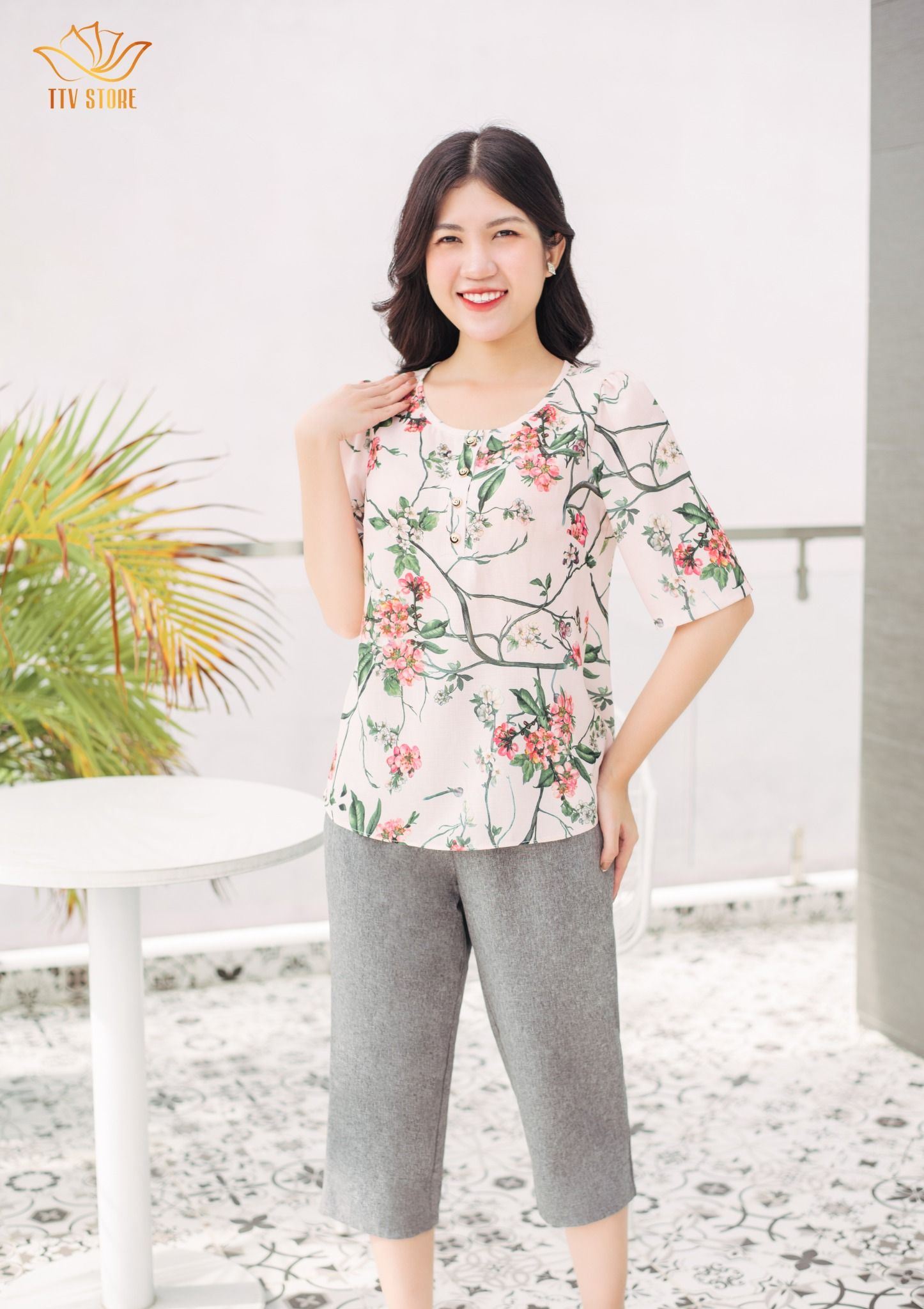 Quần lửng - Khóa kéo trước bo chun sau lưng - CT - Xám đen - TTV694