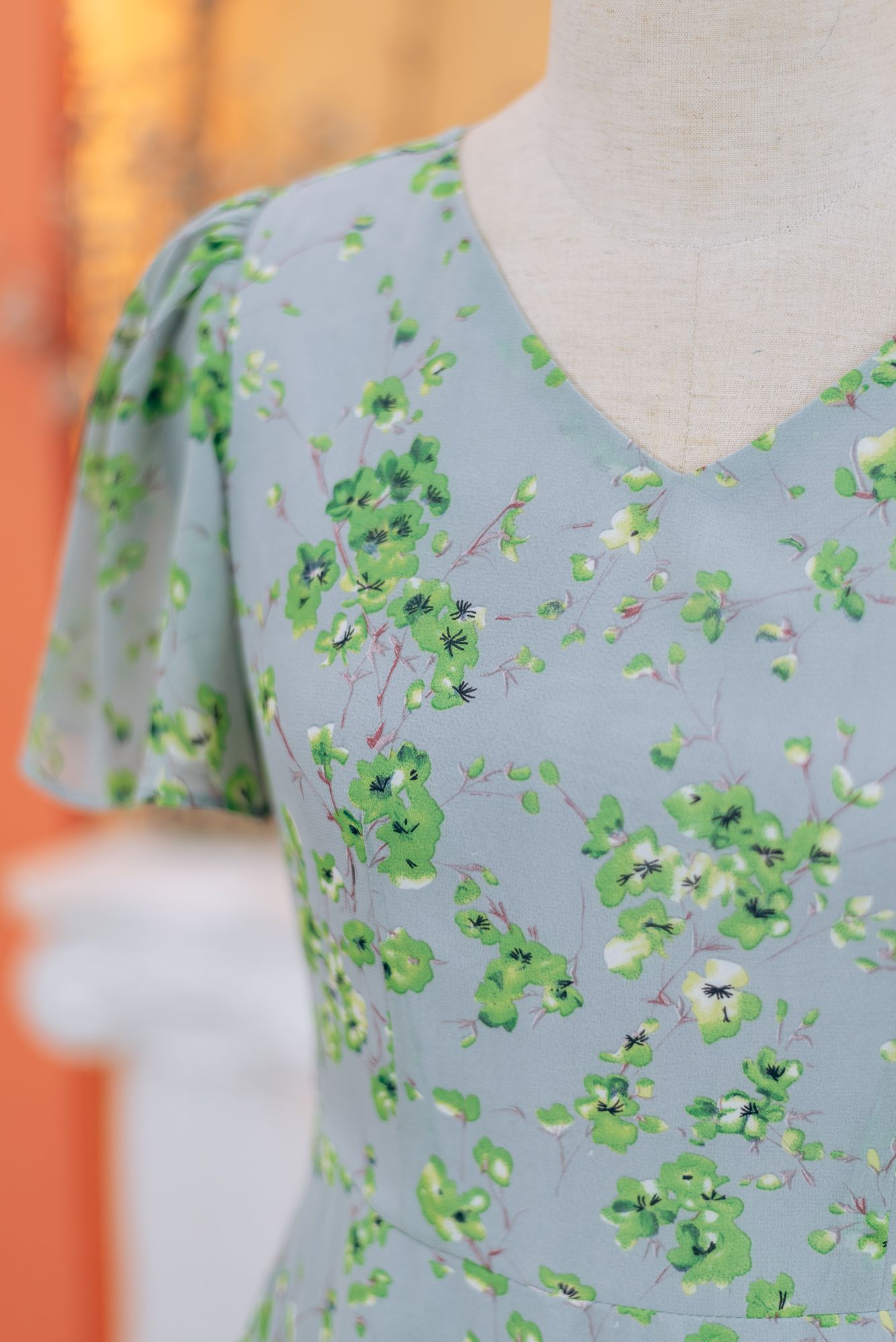 Đầm maxi - Cổ tim tay ngắn - CD - Xám hoa - TTV1737