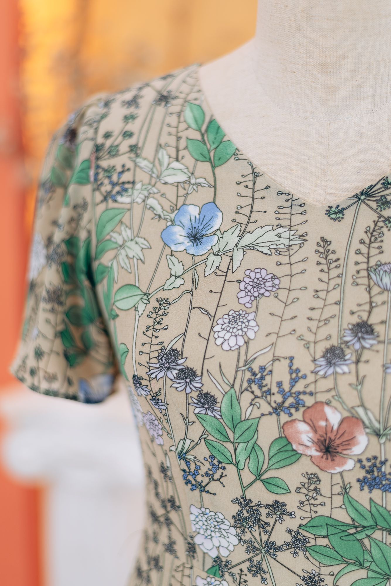 Đầm maxi - Cổ tim tay ngắn - CD - Nâu hoa - TTV1736