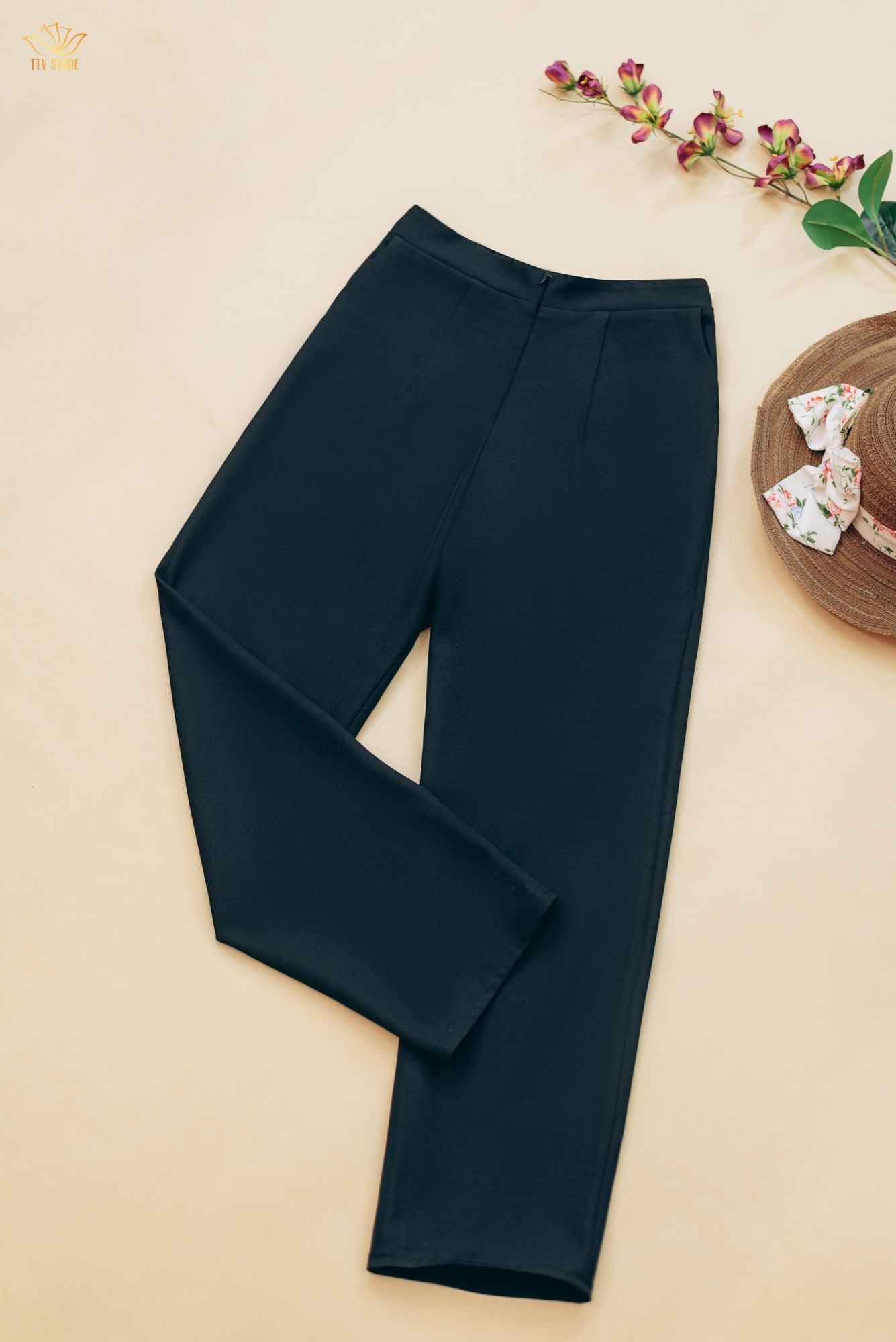 Quần tây - Khóa kéo trước bo chun sau lưng - CT - Đen - TTV1726